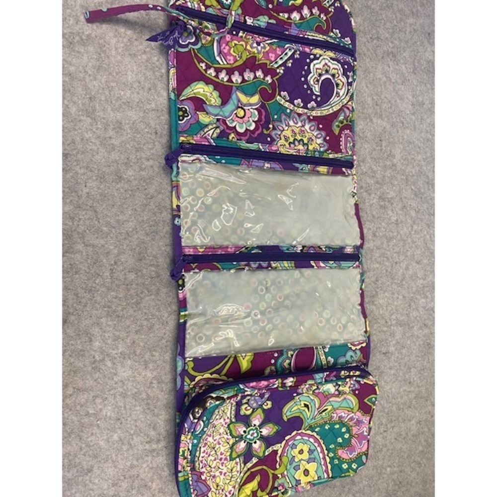 Vera Bradley Hanging Travel Jewelry Cosmetic‎ Makeup Bag Purple Paisley - Picture 5 of 10